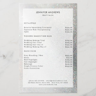 Prospectus 14 Cm X 21,6 Cm Modern  Glitter Salon Price List Flyer