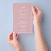 Prospectus 14 Cm X 21,6 Cm Monogramme simple Dusty Rose Programme de mariage (Poignée)