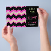 Prospectus 14 Cm X 21,6 Cm Motif Géométrique Mode Rose Et Chevron Noir (Poignée)