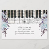 Prospectus 14 Cm X 21,6 Cm musique piano bleu aquarelle fleurs design (Dos)