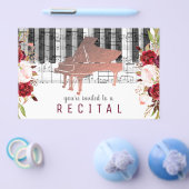 Prospectus 14 Cm X 21,6 Cm musique piano marsala aquarelle fleurs (Simple)