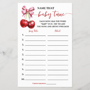 Prospectus 14 Cm X 21,6 Cm Nom Baby Tune Cherry Baby shower Carte de jeu