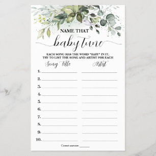 Prospectus 14 Cm X 21,6 Cm Nom de la verdure Baby Tune Baby shower Carte de j