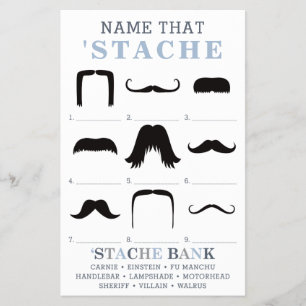 Prospectus 14 Cm X 21,6 Cm Nom Mustache Jeu, Bleu, Gris