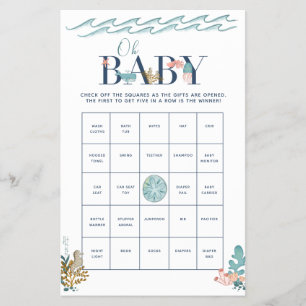 Prospectus 14 Cm X 21,6 Cm Oh Baby Under the Sea Baby shower Bingo Jeu Flyer