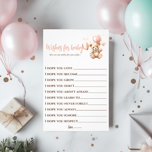 Prospectus 14 Cm X 21,6 Cm Ours mignon Avec Ballons | Bébé rose