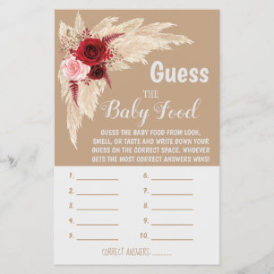 Prospectus 14 Cm X 21,6 Cm Pampas Guess the Baby Food Baby shower Carte de je