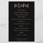 Prospectus 14 Cm X 21,6 Cm PAPER Elegant Gold Script Menu Mariage noir (Devant)