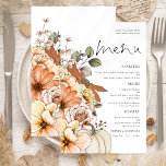 Prospectus 14 Cm X 21,6 Cm PAPER Rustic Fall Florals Menu Citrouille Mariage<br><div class="desc">Une alternative PAPER (pas de carte) de grande valeur. PAPER Rustic Fall Florals Menu Citrouille Mariage. Avec un script stylé pour le Menu d'en-tête. Personnalisez facilement le reste du texte à vos propres détails qui inclut des alternatives pour vos options végétaliennes ou végétariennes. Vous pouvez également modifier le reste des...</div>