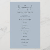 Prospectus 14 Cm X 21,6 Cm PAPIER | Élégant Texte Dusty Blue Wedding Programm (Devant)