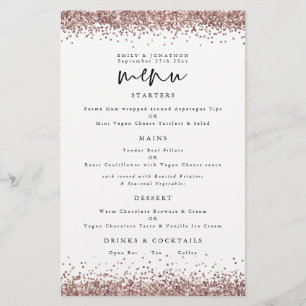 Prospectus 14 Cm X 21,6 Cm PAPIER Menu blanc Rose Parties scintillant or Ma
