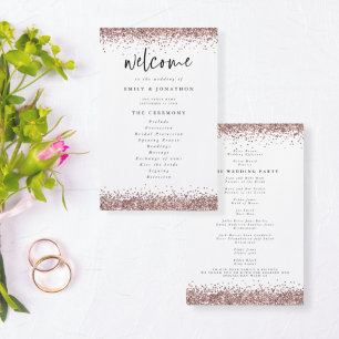 Prospectus 14 Cm X 21,6 Cm PAPIER Programme de mariage blanc à paillettes d