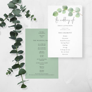 Prospectus 14 Cm X 21,6 Cm PAPIER Programme moderne de mariage Eucalyptus
