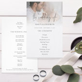 Prospectus 14 Cm X 21,6 Cm PAPIER | Script Photo Black White Wedding Programm