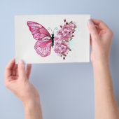 Prospectus 14 Cm X 21,6 Cm Papillon à fleurs avec Sakura rose (Poignée)