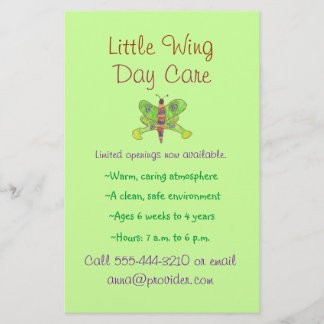 Prospectus 14 Cm X 21,6 Cm Papillon thème enfant flyer de garde