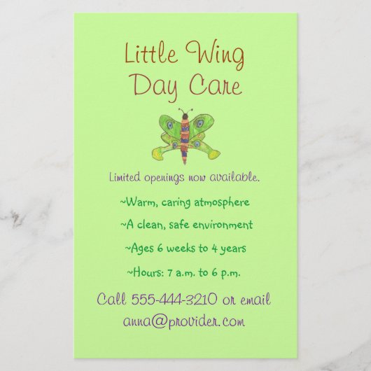 Prospectus 14 Cm X 21,6 Cm Papillon thème enfant flyer de garde (Devant)