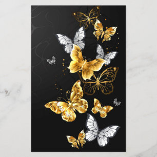Prospectus 14 Cm X 21,6 Cm Papillons blancs et dorés