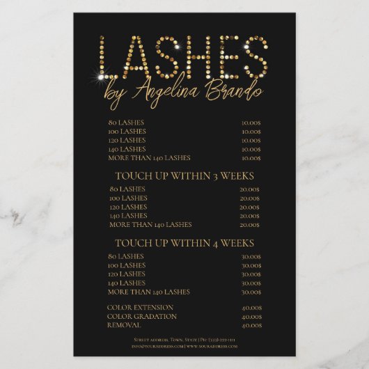Prospectus 14 Cm X 21,6 Cm Parties scintillant Lashes Eyelash Extensions Blac (Devant)