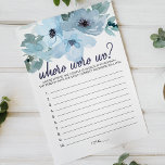 Prospectus 14 Cm X 21,6 Cm Pastel Blue Rose Jeu Floral Où Étions-Nous<br><div class="desc">Où nous étions jeu de douche nuptiale. Collection florale pastel bleu aquarelle de roses sauvages peints à la main. Les articles correspondants pour compléter votre collection d'événements sont disponibles dans notre boutique Zazzle!</div>