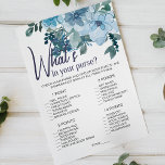 Prospectus 14 Cm X 21,6 Cm Pastel Blue Rose Jeu Floral Whats Dans Votre Porte<br><div class="desc">What's In Your Purse jeu de douche nuptiale. Collection florale pastel bleu aquarelle de roses sauvages peints à la main. Les articles correspondants pour compléter votre collection d'événements sont disponibles dans notre boutique Zazzle!</div>