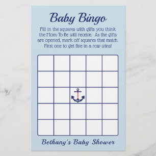 Prospectus 14 Cm X 21,6 Cm Patriotique Ancre Baby shower de Bingo Jeu