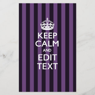 Prospectus 14 Cm X 21,6 Cm Personalized KEEP CALM Your Text on Purple Stripes