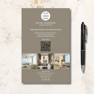 Prospectus 14 Cm X 21,6 Cm Photo de logo moderne QR Taupe Professionnel Busin