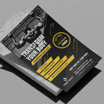 Prospectus 14 Cm X 21,6 Cm Photo Gym Logo noir et jaune - Exercice promotionn<br><div class="desc">Faites la promotion de vos cours d'entraînement ou du studio de fitness avec ce design moderne Gym Flyer avec photo et votre texte personnalisé. Doté d'un design noir et jaune audacieux avec espace pour une photo, votre logo, ligne ou titre d'étiquette, et services, ainsi qu'un badge promotionnel pour ajouter une...</div>