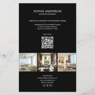 Prospectus 14 Cm X 21,6 Cm Photo personnalisée moderne QR Black Professionnel