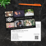 Prospectus 14 Cm X 21,6 Cm Photographe professionnel Black Logo Collage QR<br><div class="desc">Circulaire marketing pour un photographe professionnel personnalisé avec vos photos,  logos,  coordonnées,  texte personnalisé et code QR. Un flyer promotionnel collage photo noir pour votre petite entreprise imprimé avec des photos de votre portfolio,  votre logo,  et au dos vos coordonnées,  code QR et plus encore.</div>