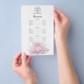Prospectus 14 Cm X 21,6 Cm Pink Lotus Flower Spa Salon Services Menu (Poignée)