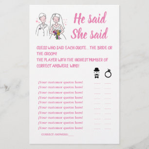 PROSPECTUS 14 CM X 21,6 CM PINK LOVE IL A DIT QU'ELLE A DIT DOUCHE CARTE DE J