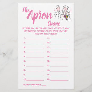 PROSPECTUS 14 CM X 21,6 CM PINK LOVE THE APRON SHOWER GAME CARD