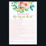 Prospectus 14 Cm X 21,6 Cm Plage florale tropicale douche nuptiale Jeu Circul<br><div class="desc">Qui connaît la Bride meilleur jeu de douche nuptiale. Plage tropicale fleurie.</div>