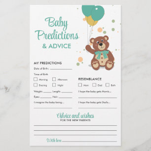 Prospectus 14 Cm X 21,6 Cm Prédictions et conseils pour bébé Jeu d'ours en pe