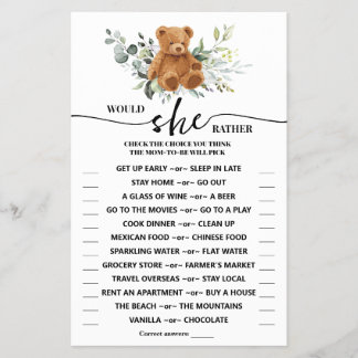 Prospectus 14 Cm X 21,6 Cm Préférerait-Elle Porter Une Carte De Jeu De Douche