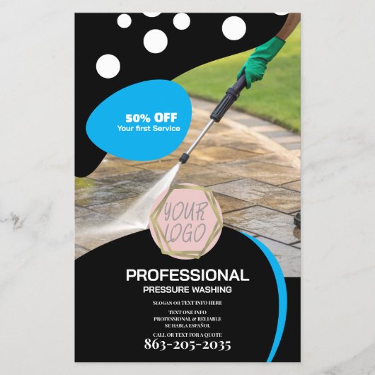 Prospectus 14 Cm X 21,6 Cm Professional Pressure Wash Minimalist Logo (Devant)