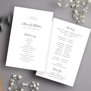 Prospectus 14 Cm X 21,6 Cm Programme de mariage économique avec calligraphie
