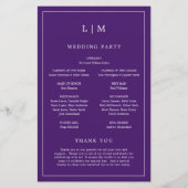 Prospectus 14 Cm X 21,6 Cm Programme de mariage élégant avec monogramme viole (Dos)