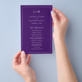 Prospectus 14 Cm X 21,6 Cm Programme de mariage élégant avec monogramme viole (Poignée)