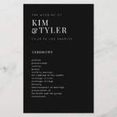 Prospectus 14 Cm X 21,6 Cm Programme de mariage noir simple et moderne (Devant)