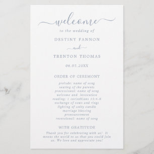 Prospectus 14 Cm X 21,6 Cm Programme de mariage simple et minimaliste bleu po