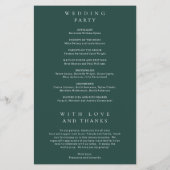 Prospectus 14 Cm X 21,6 Cm Programme de mariage simple vert émeraude classiqu (Dos)