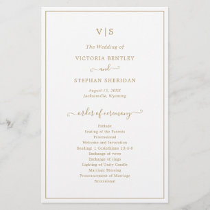 Prospectus 14 Cm X 21,6 Cm Programme de Mariage Traditionnel à Monogramme en 