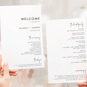 Prospectus 14 Cm X 21,6 Cm Programme de papier de mariage personnalisé minima