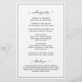 Prospectus 14 Cm X 21,6 Cm Programme simple et élégant Monogramme de mariage  (Dos)