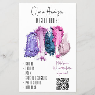 Prospectus 14 Cm X 21,6 Cm QR Code Artiste maquillage de beauté moderne
