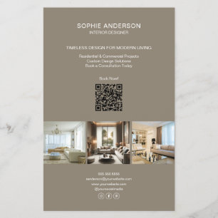 Prospectus 14 Cm X 21,6 Cm QR personnalisé moderne taupe professionnel pour e