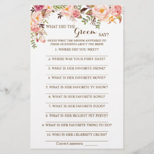 Prospectus 14 Cm X 21,6 Cm Que dit le marié Carte de jeu de Baby Shower pour 